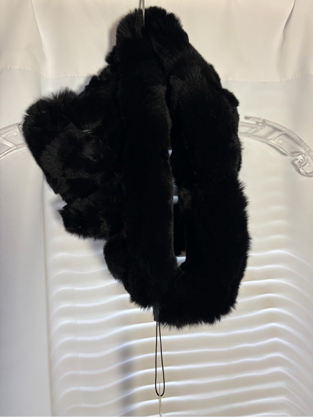 NWT BELLE FARE Black Rabbit Fur Infinity Scarf